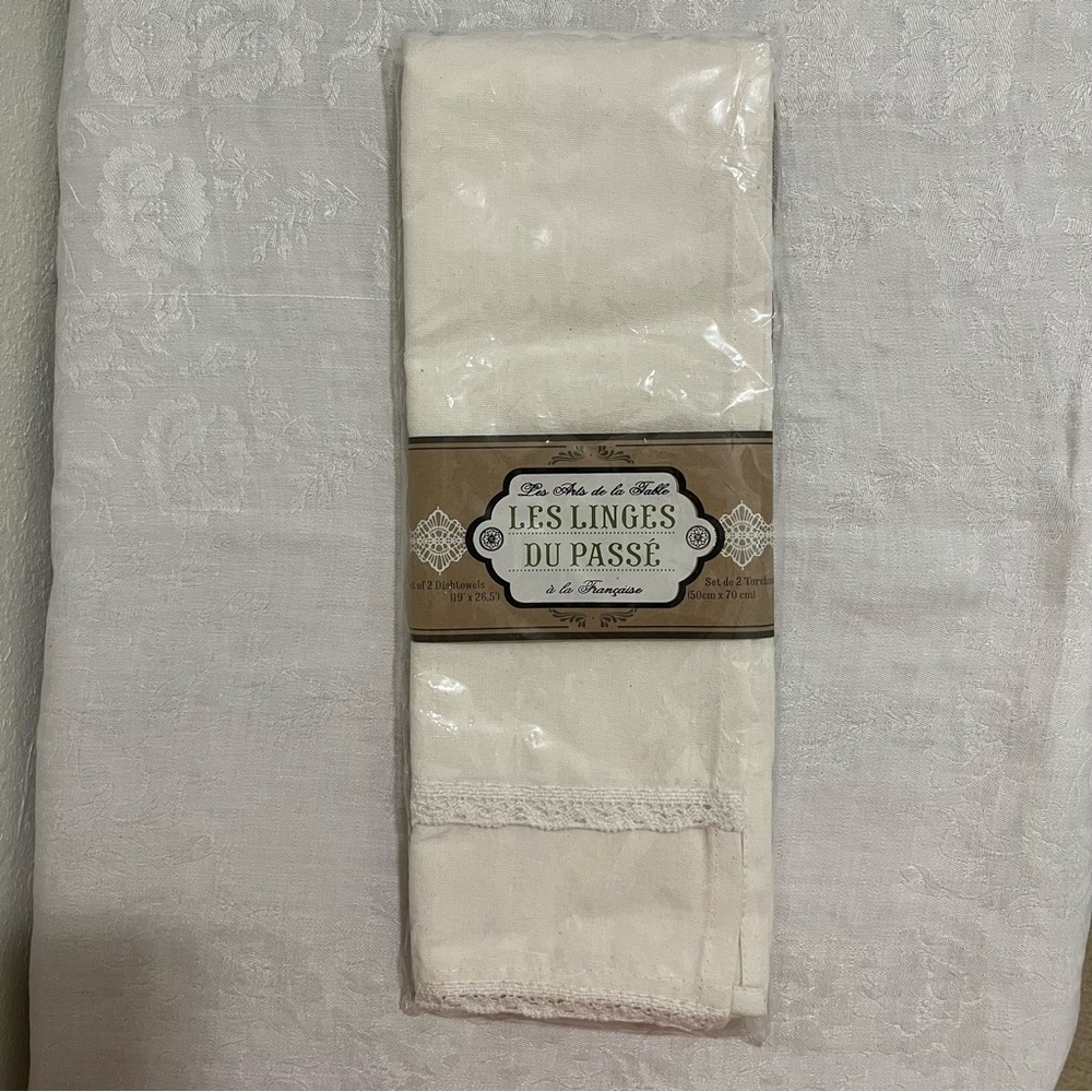 Anthropologie “RARE” NIB Les Linges Du Passé Neutral Linen Set